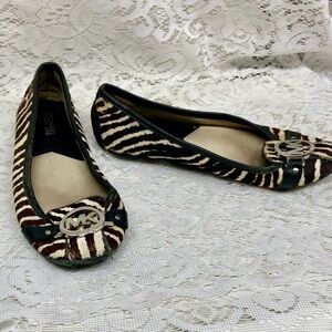 Michael Kors Black and White, Genuine Zebra  Leather Flat Shoes Size 8